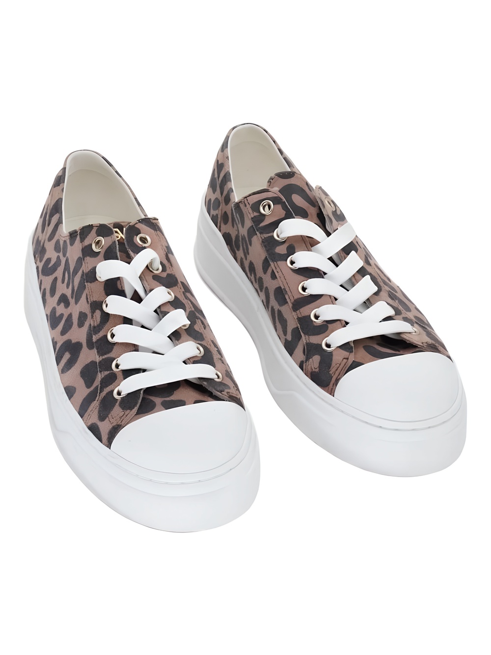 Stuart Weitzman Sammy Low Top Sneakers Capucino Cheetah Size 5.5M
